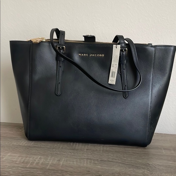 Marc Jacobs Black Commuter Tote with Gold Accents - Picture 1 of 5